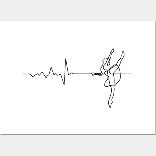 Ballerina | Ballet Dancer with heartbeat line Posters and Art